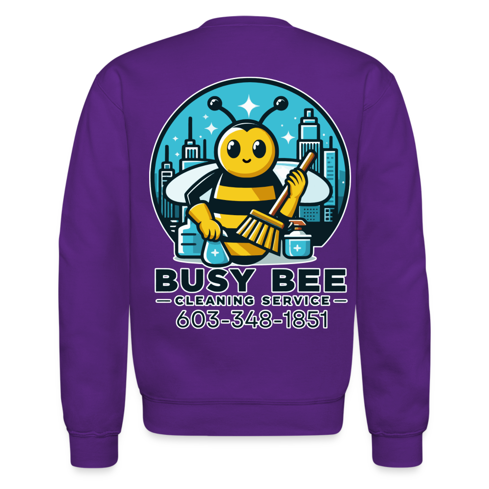 Busy Bee Cleaning Service | Business | Adult Crewneck Sweatshirt - purple