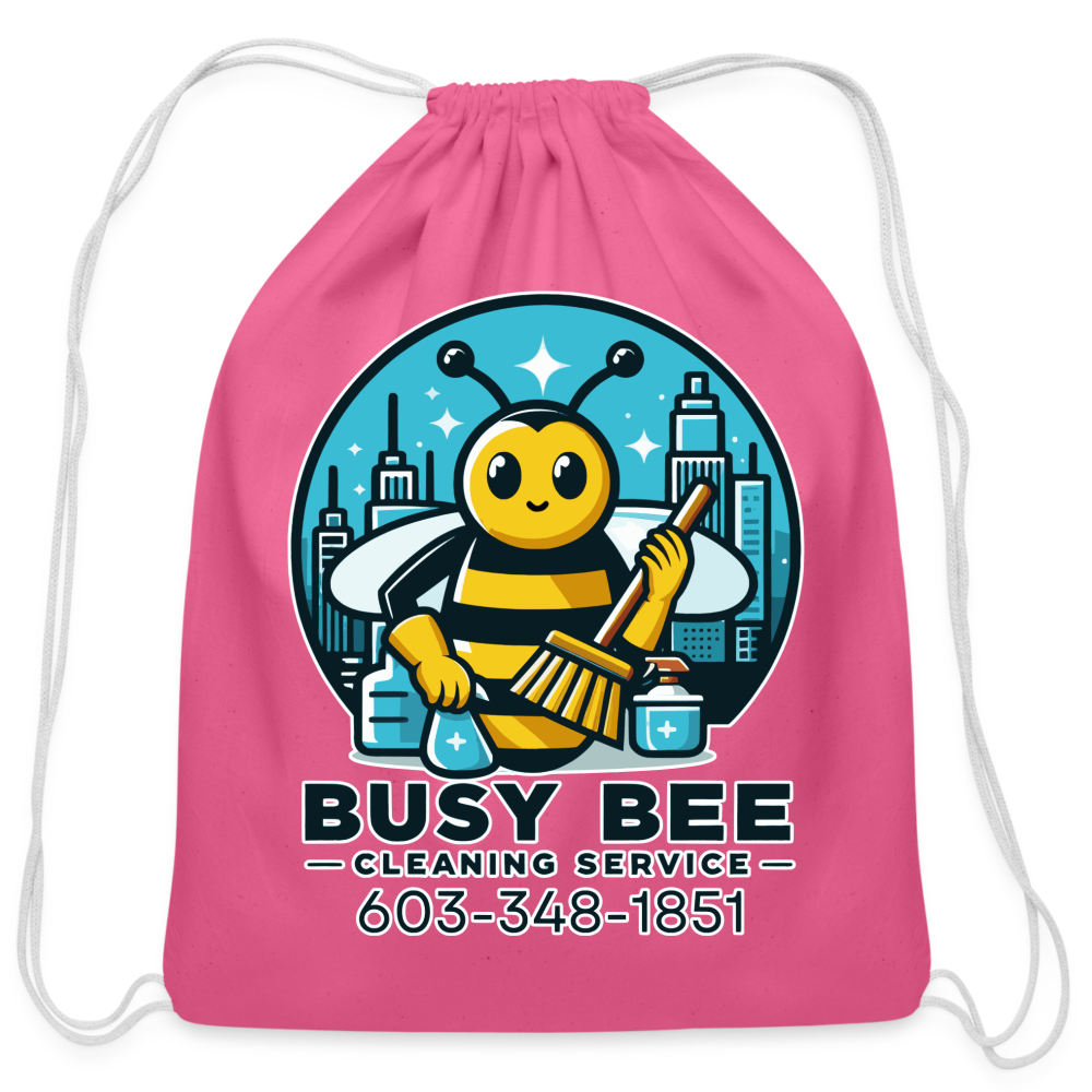 Busy Bee Cleaning Service | Business | Cotton Drawstring Bag - pink