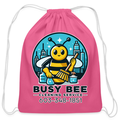 Busy Bee Cleaning Service | Business | Cotton Drawstring Bag - pink