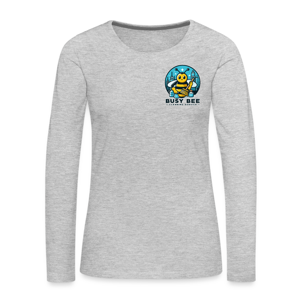 Busy Bee Cleaning Service | Business | Women's Premium Long Sleeve T-Shirt - heather gray