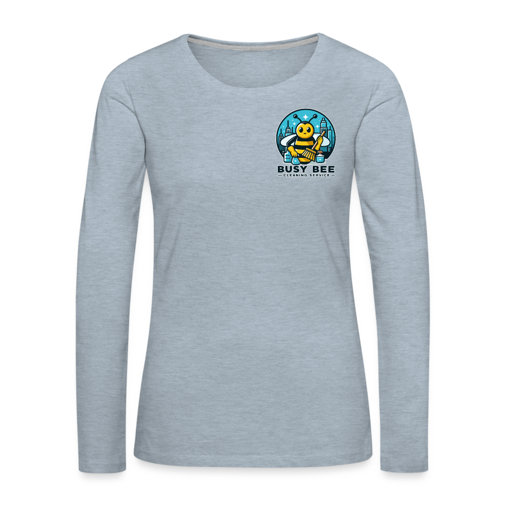 Busy Bee Cleaning Service | Business | Women's Premium Long Sleeve T-Shirt - heather ice blue