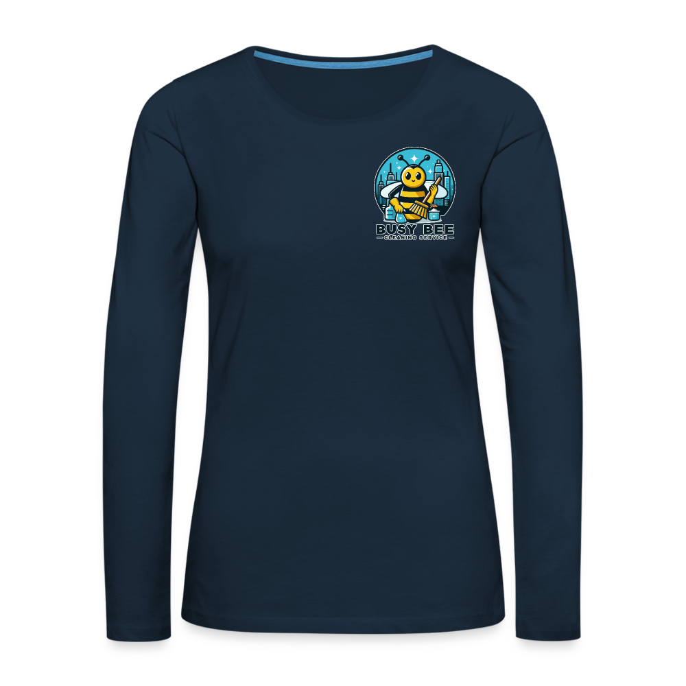 Busy Bee Cleaning Service | Business | Women's Premium Long Sleeve T-Shirt - deep navy