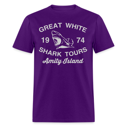 Amity Island Movie Shirt | Great White Shark Tours - purple