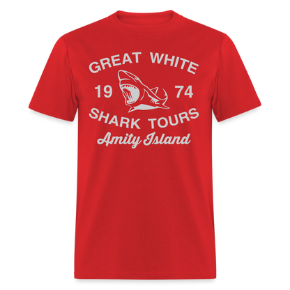 Amity Island Movie Shirt | Great White Shark Tours - red