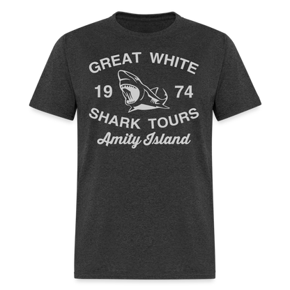 Amity Island Movie Shirt | Great White Shark Tours - heather black