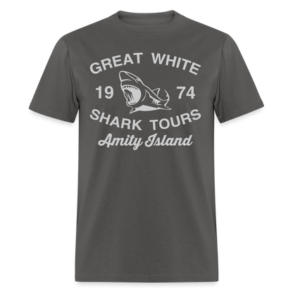 Amity Island Movie Shirt | Great White Shark Tours - charcoal