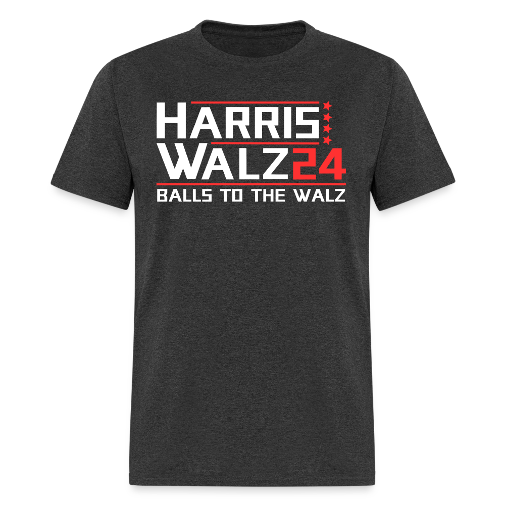 Harris Walz 2024 Election T-Shirt - Balls to the Walz - heather black