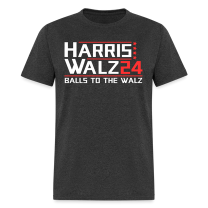 Harris Walz 2024 Election T-Shirt - Balls to the Walz - heather black