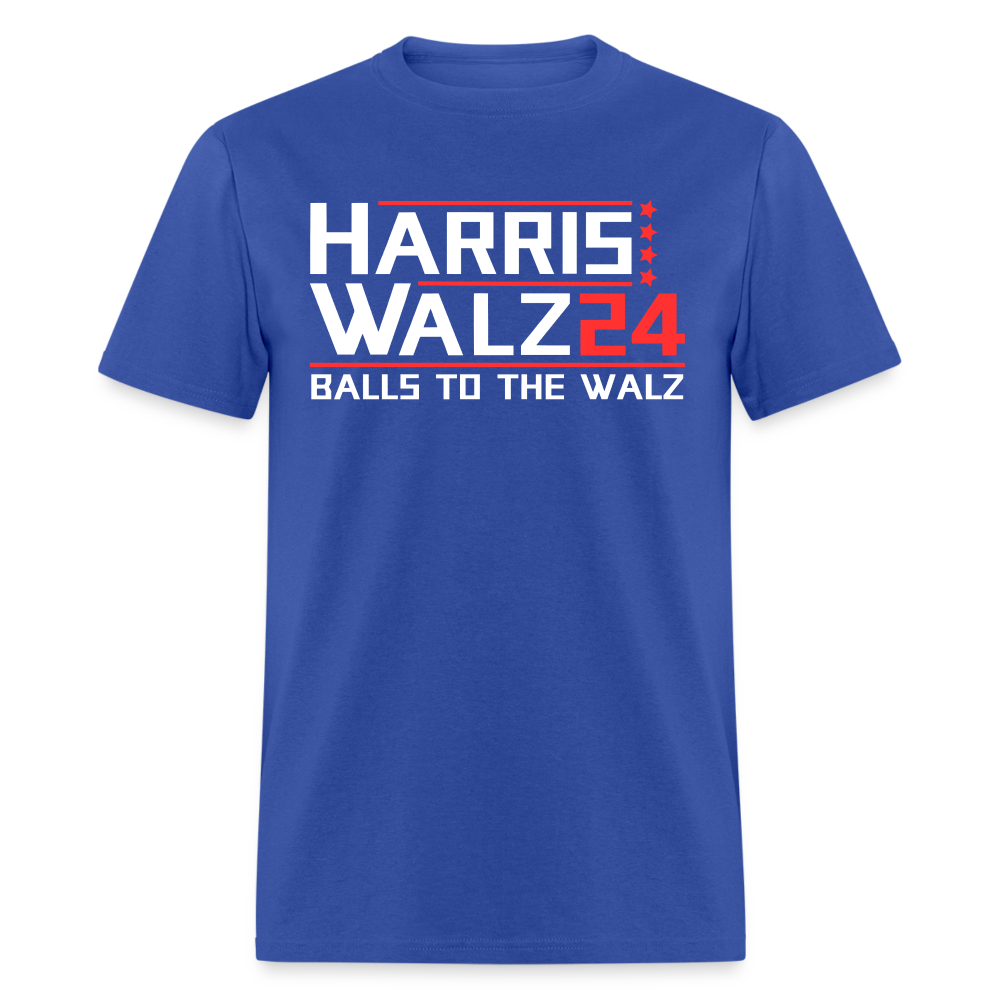 Harris Walz 2024 Election T-Shirt - Balls to the Walz - royal blue