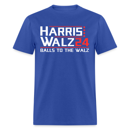 Harris Walz 2024 Election T-Shirt - Balls to the Walz - royal blue