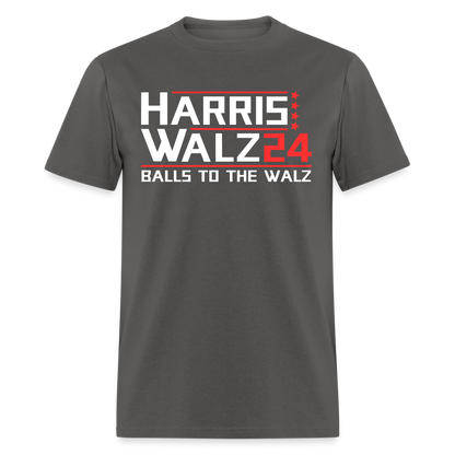 Harris Walz 2024 Election T-Shirt - Balls to the Walz - charcoal