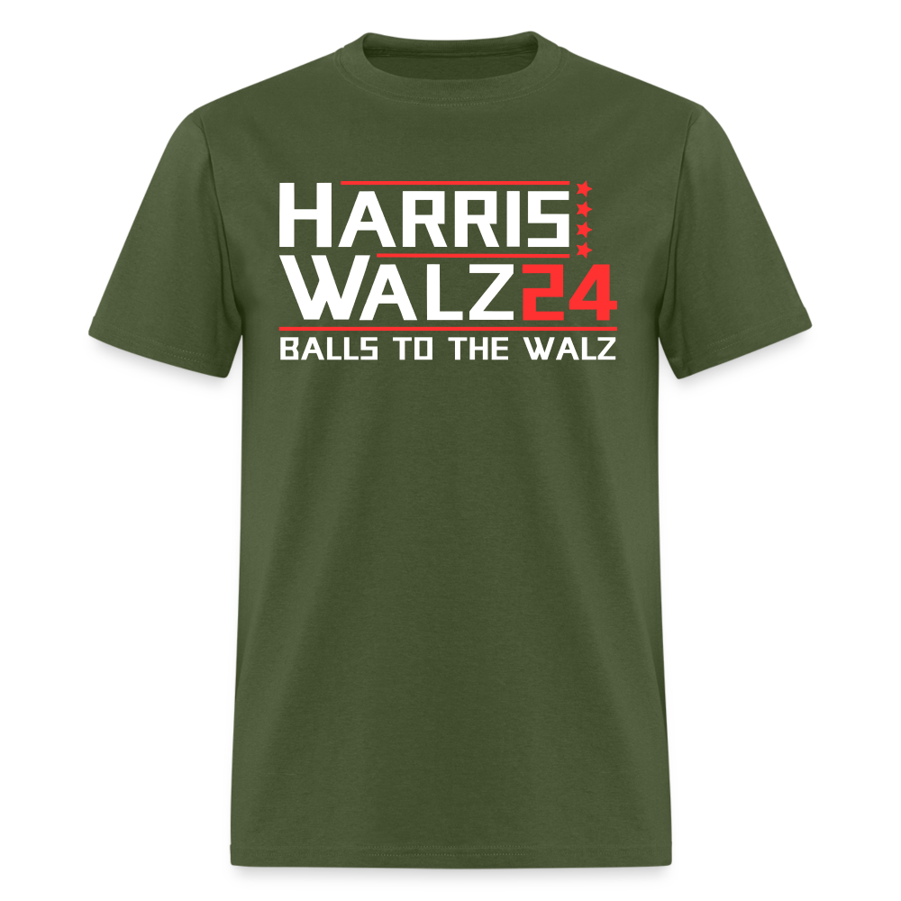 Harris Walz 2024 Election T-Shirt - Balls to the Walz - military green