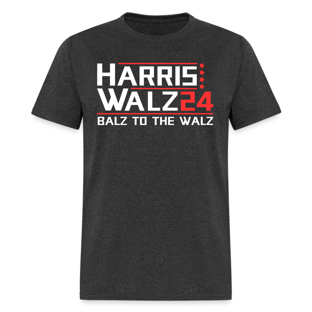 Harris Walz 2024 Election T-Shirt - Balz to the Walz - heather black