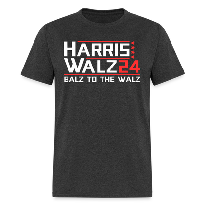 Harris Walz 2024 Election T-Shirt - Balz to the Walz - heather black