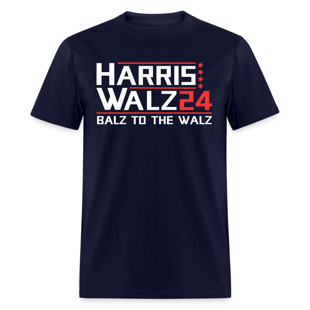 Harris Walz 2024 Election T-Shirt - Balz to the Walz - navy