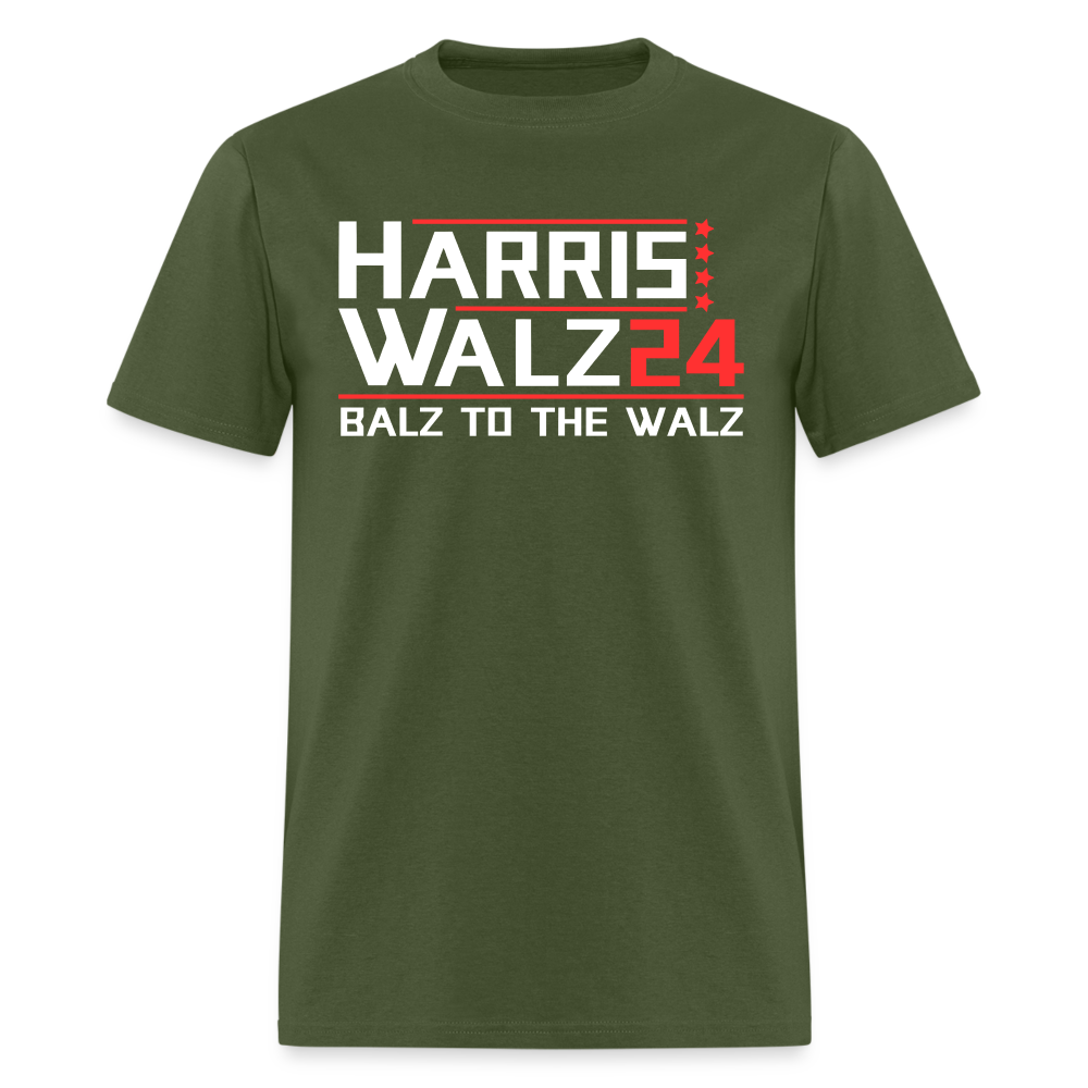 Harris Walz 2024 Election T-Shirt - Balz to the Walz - military green